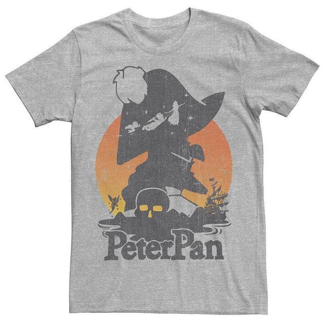 Mens Disneys Peter Pan Fly to Neverland Hook Silhouette Tee Athletic Grey Product Image