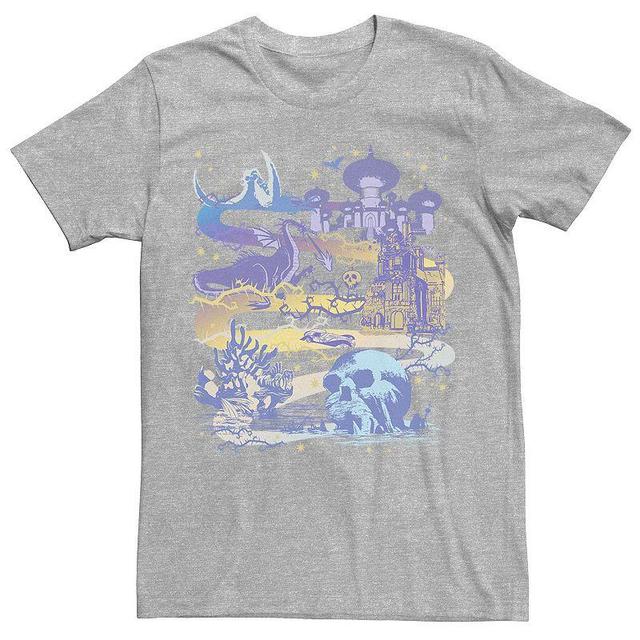 Disneys Villains Mens Map Poster Tee Athletic Grey Product Image