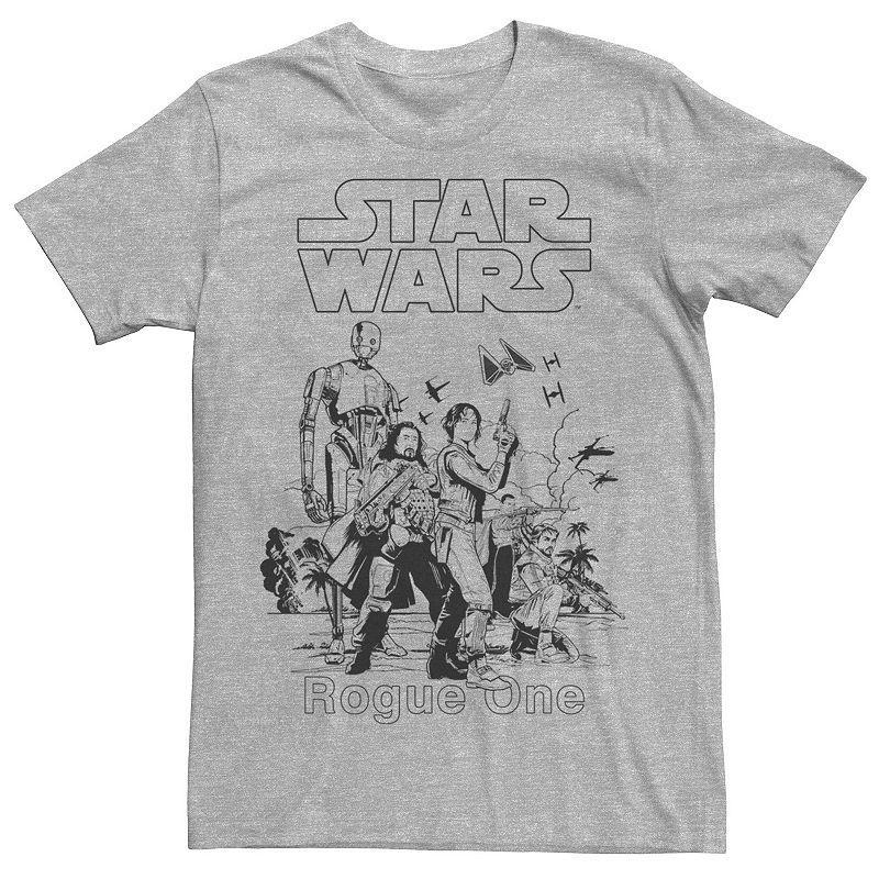 Mens Rogue One: A Star Wars Story Group Shot Portrait Tee Athletic Grey Product Image