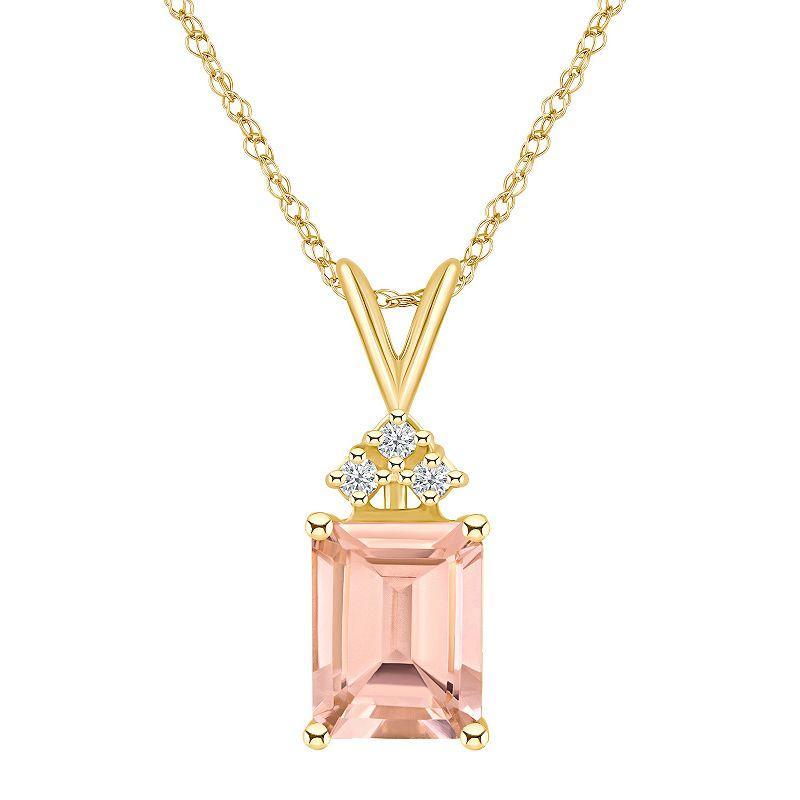 Celebration Gems 14k Gold Gemstone & 1/10 Carat T.W. Diamond Pendant Necklace, Womens Morganite Product Image