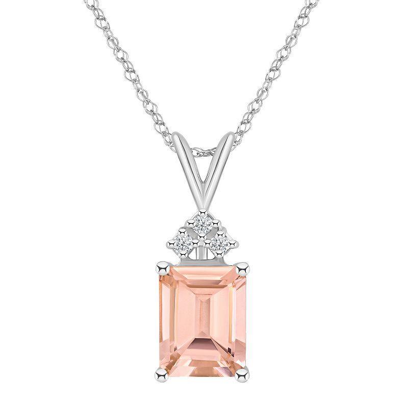 Celebration Gems 14k Gold Gemstone & 1/10 Carat T.W. Diamond Pendant Necklace, Womens Morganite Product Image