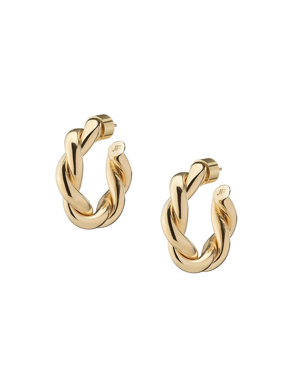 Womens Double Twisted Lilly 10K-Gold-Plated Huggie Hoop Earrings - Gold Product Image