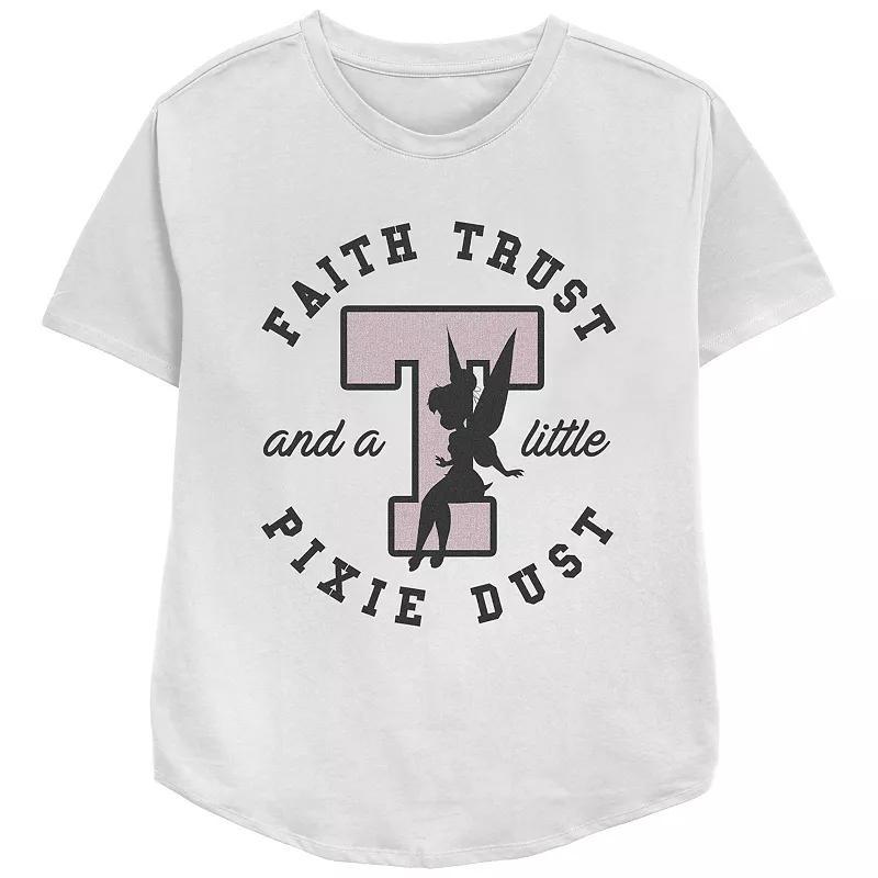 Disneys Tinker Bell Faith Trust And A Little Pixie Dust Stamp Relaxed Fit Womens Graphic Tee, Girls Product Image