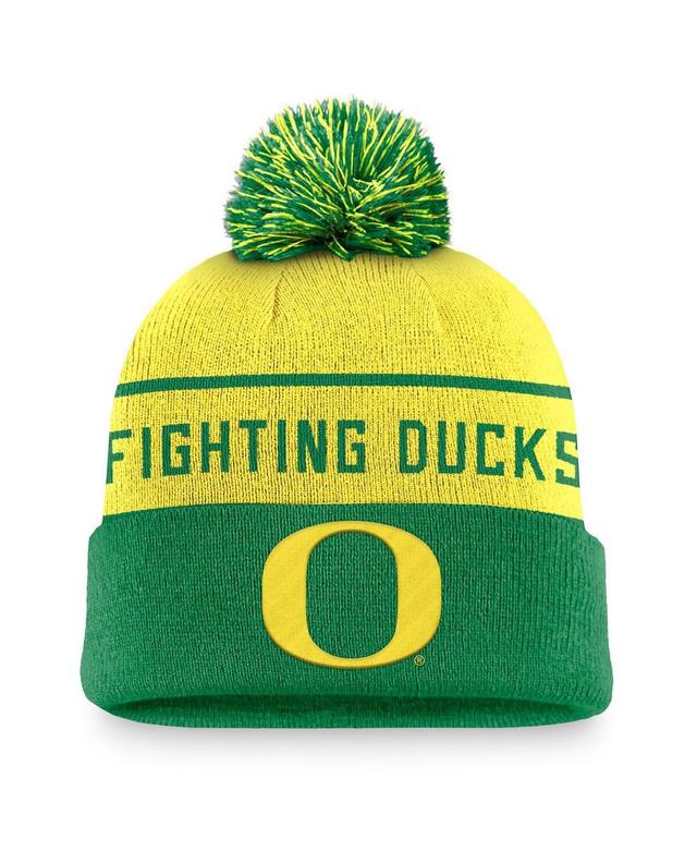 Nike Mens Yellow/Green Oregon Ducks Local Peak Cuffed Knit Hat with Pom - Green Product Image