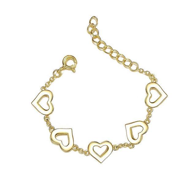 Kids 14k Gold Plated Heart Station Bracelet, Womens Gold Tone Yellow Product Image