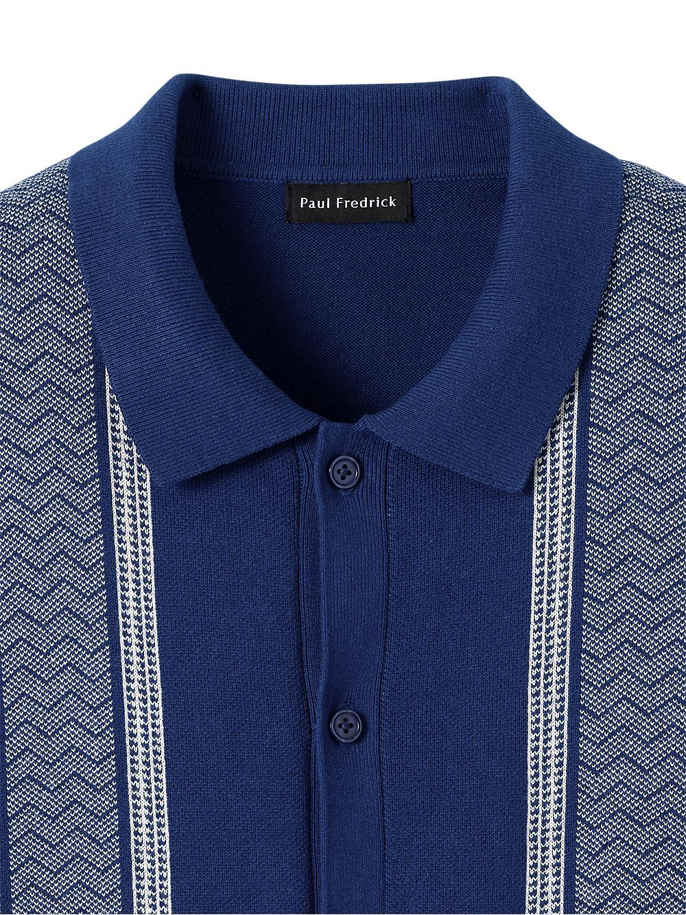 Cotton Button Front Polo - Blue Product Image