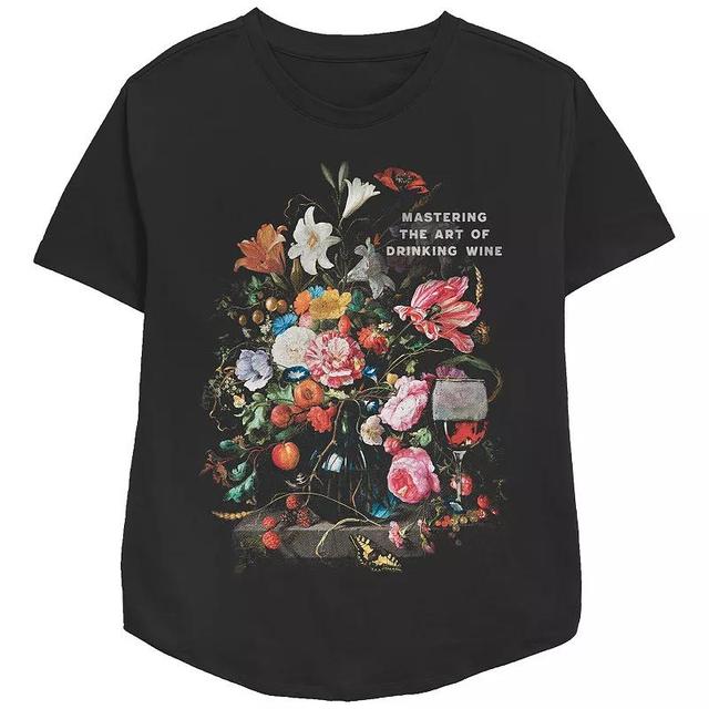 Womens Mastering The Art Of Drinking Wine Relaxed Fit Graphic Tee Product Image