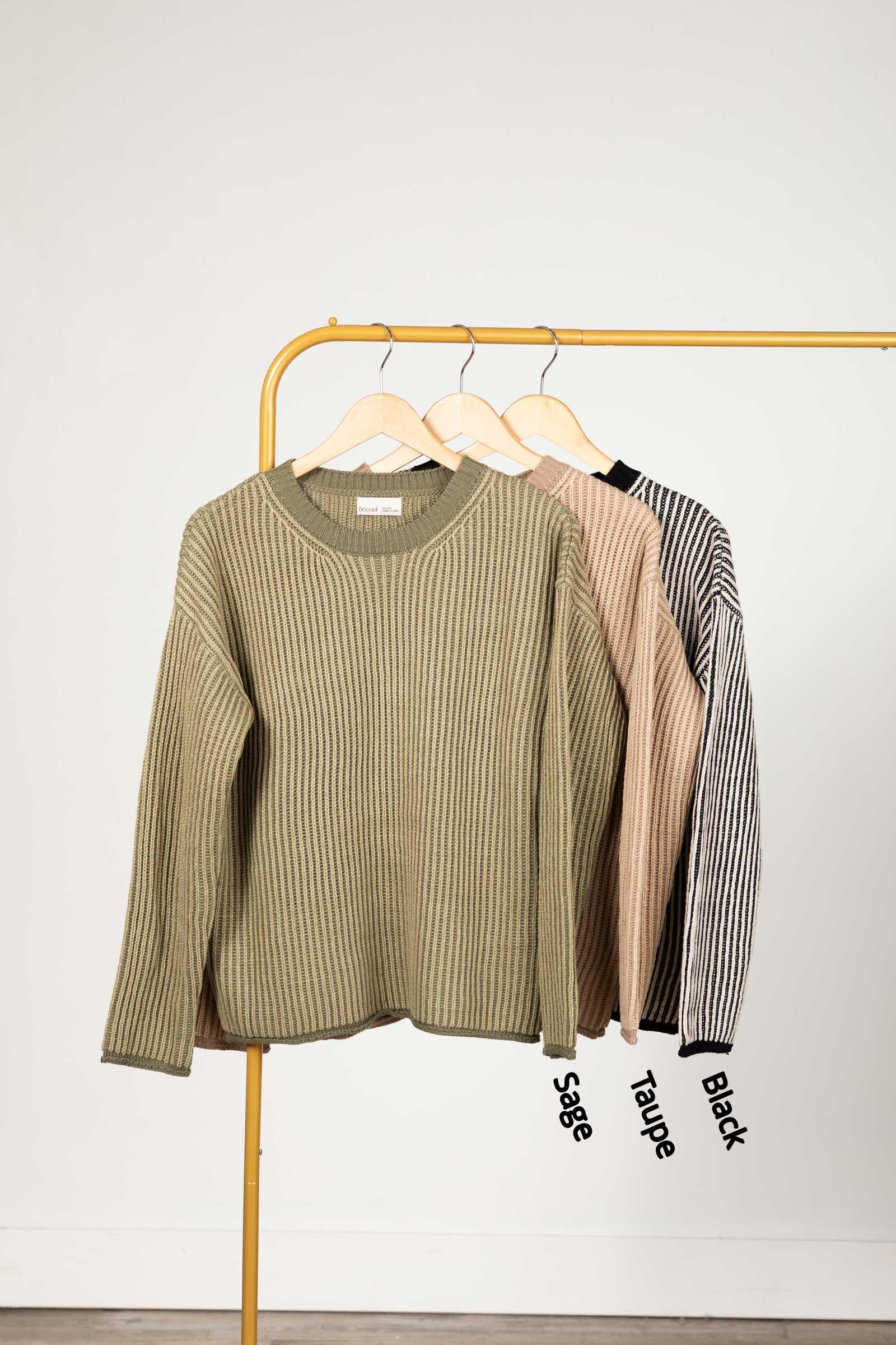 Contrast Cut Striped Sweater Product Image