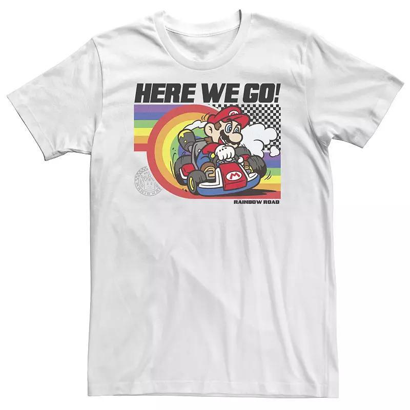 Big & Tall Mario Kart Pride Rainbow Road Here We Go Tee, Mens Product Image