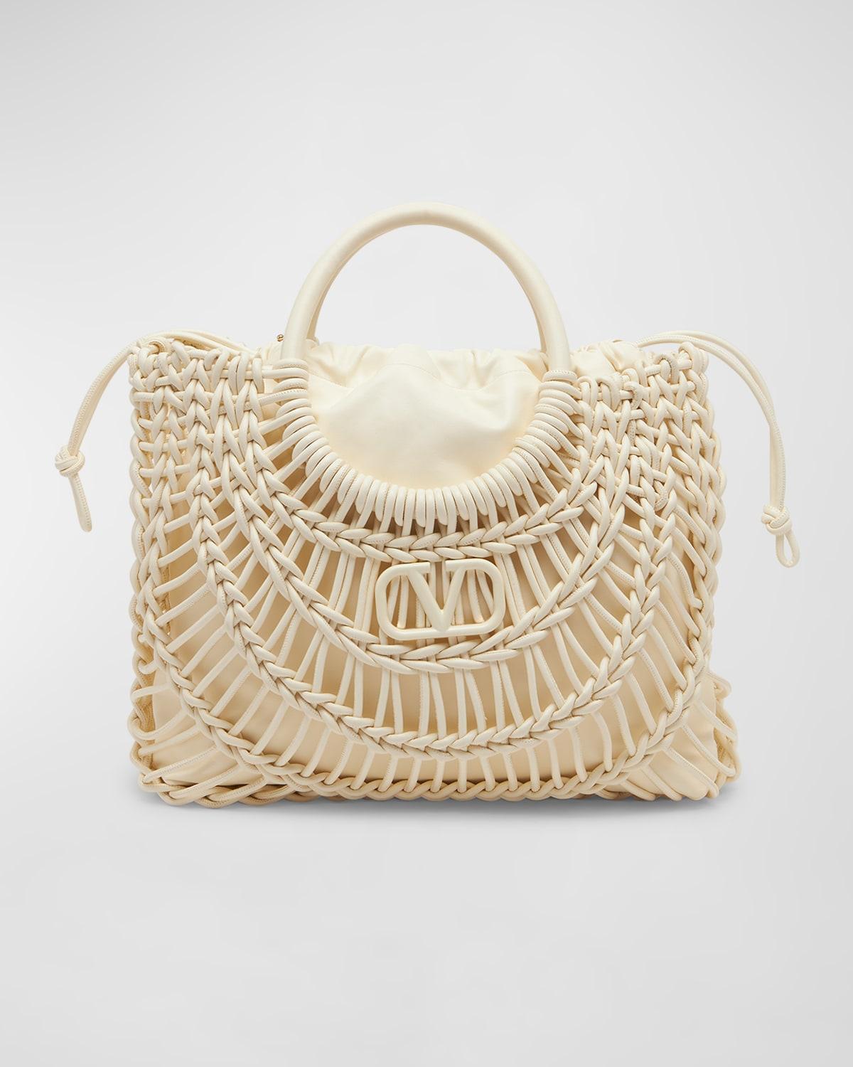 Allover Knot Braided Drawstring Tote Bag Product Image