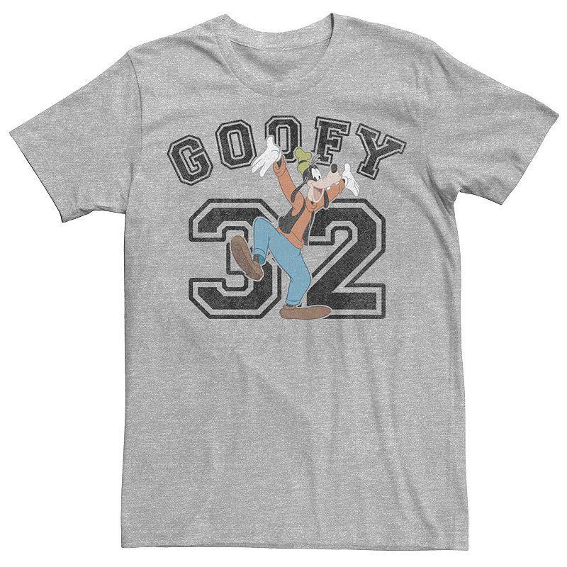 Mens Disney Goofy Varsity Text #32 Portrait Tee Athletic Grey Product Image