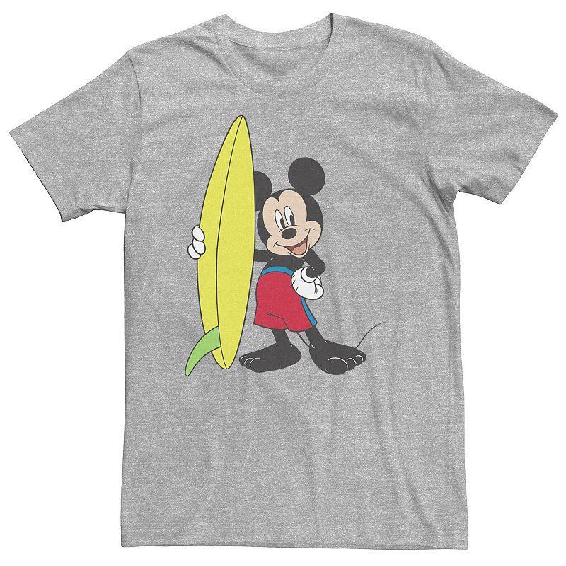 Big & Tall Disney Mickey Mouse Surfer Outfit Tee, Mens Athletic Grey Product Image