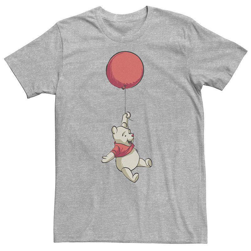 Disneys Winnie The Pooh Big & Tall Floating Red Balloon Tee, Mens Athletic Grey Product Image