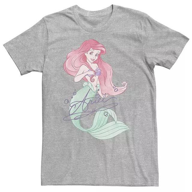 Big & Tall Disney The Little Mermaid Ariel Signed Portrait Tee, Mens Athletic Grey Product Image