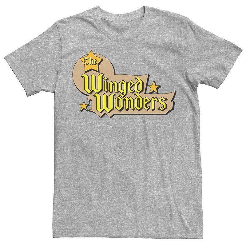 Mens DC Comics The Winged Wonders Text Logo Tee Athletic Grey Product Image