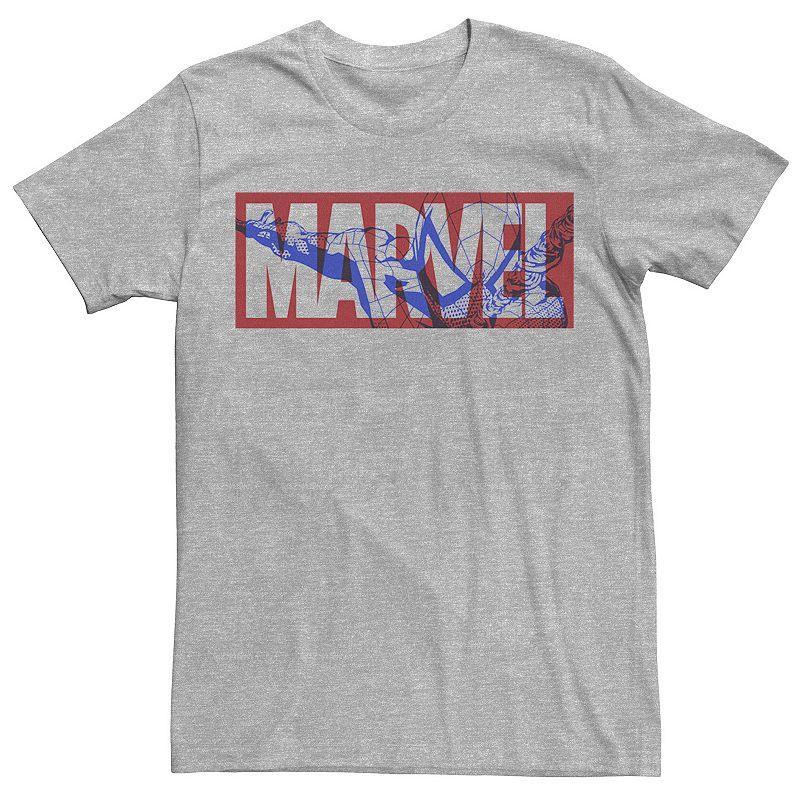 Mens Marvel Spider-Man Large Classic Movie Logo Graphic Tee Athletic Grey Product Image