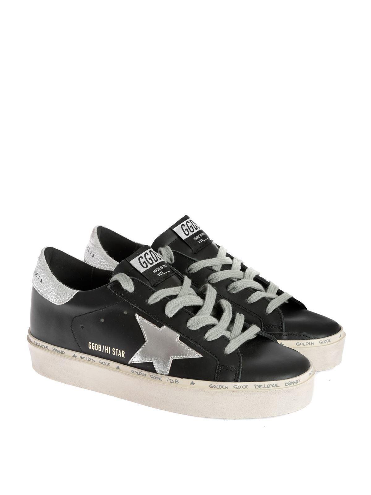 Hi Star Distressed Leather Sneakers In Black Product Image