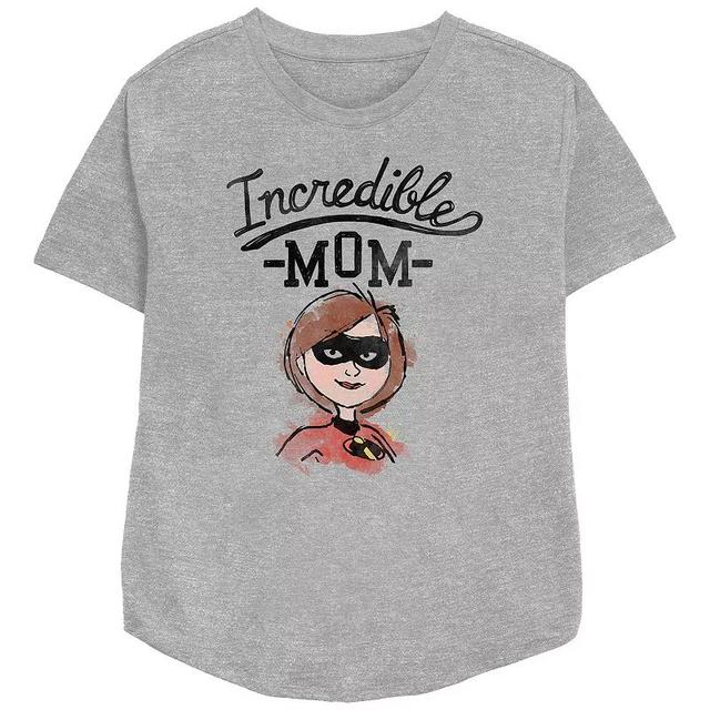 Disney / Pixar The Incredibles Womens Incredible Mom Relaxed Fit Graphic Tee Athletic Grey Product Image