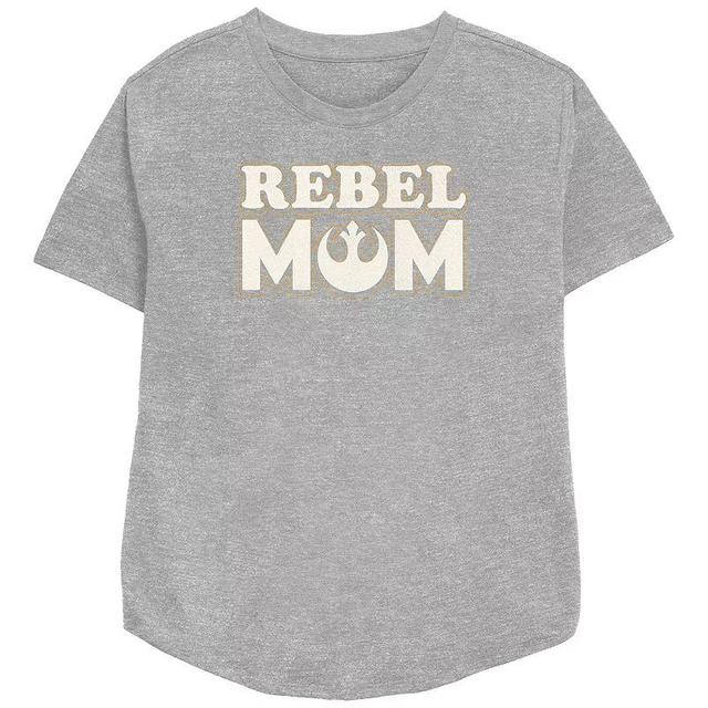 Womens Star Wars Rebel Mom Relaxed Fit Graphic Tee Athletic Grey Product Image