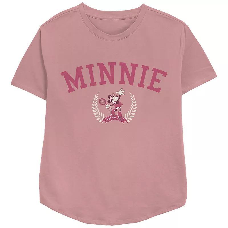 Disneys Minnie Mouse Tennis Player Relaxed Fit Womens Graphic Tee, Girls Pink Product Image