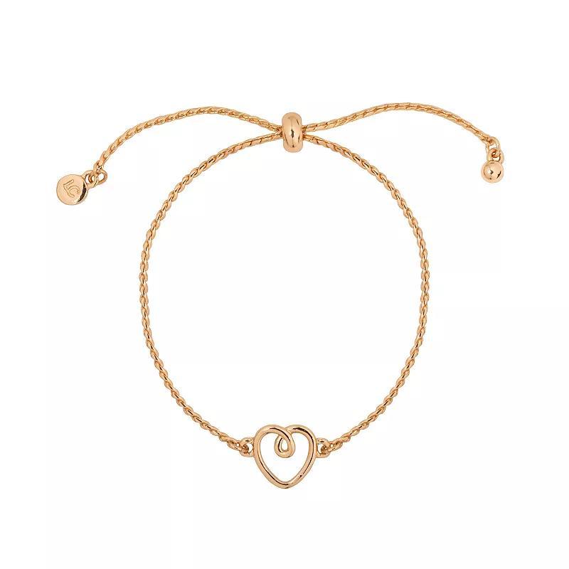 LC Lauren Conrad Gold Tone Open Heart Pull-Tie Bracelet, Womens Product Image