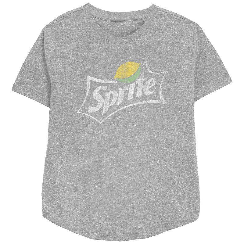 Womens Original White Sprite Logo Relaxed Fit Graphic Tee, Girls Athletic Grey Product Image