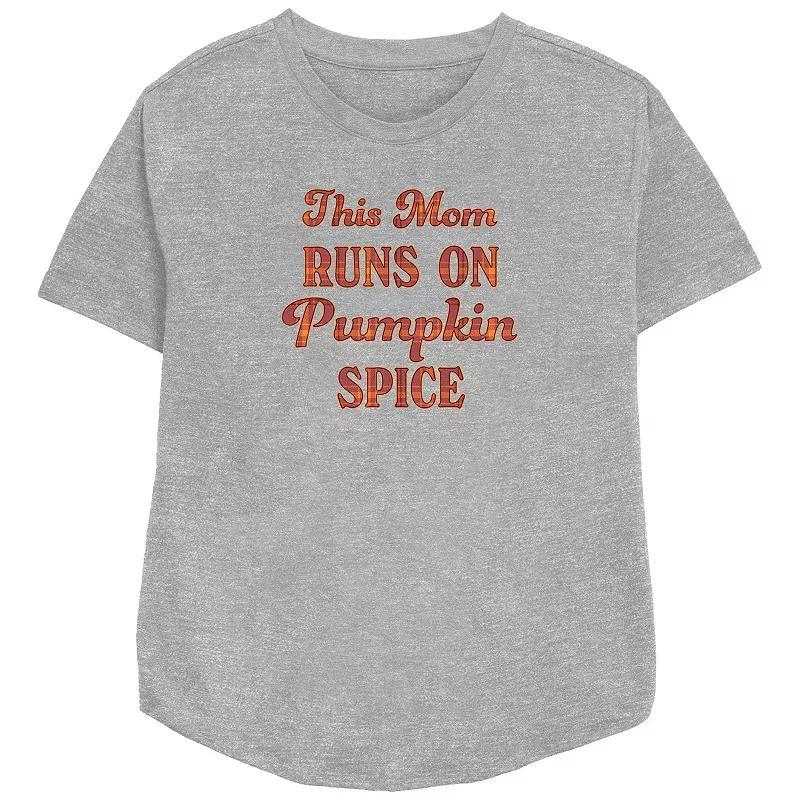 Womens This Mom Runs On Pumpkin Spice Relaxed Fit Graphic Tee Athletic Grey Product Image