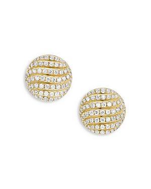 Womens Sculpted Cable Stud Earrings In 18K Yellow Gold Dith Diamonds Product Image