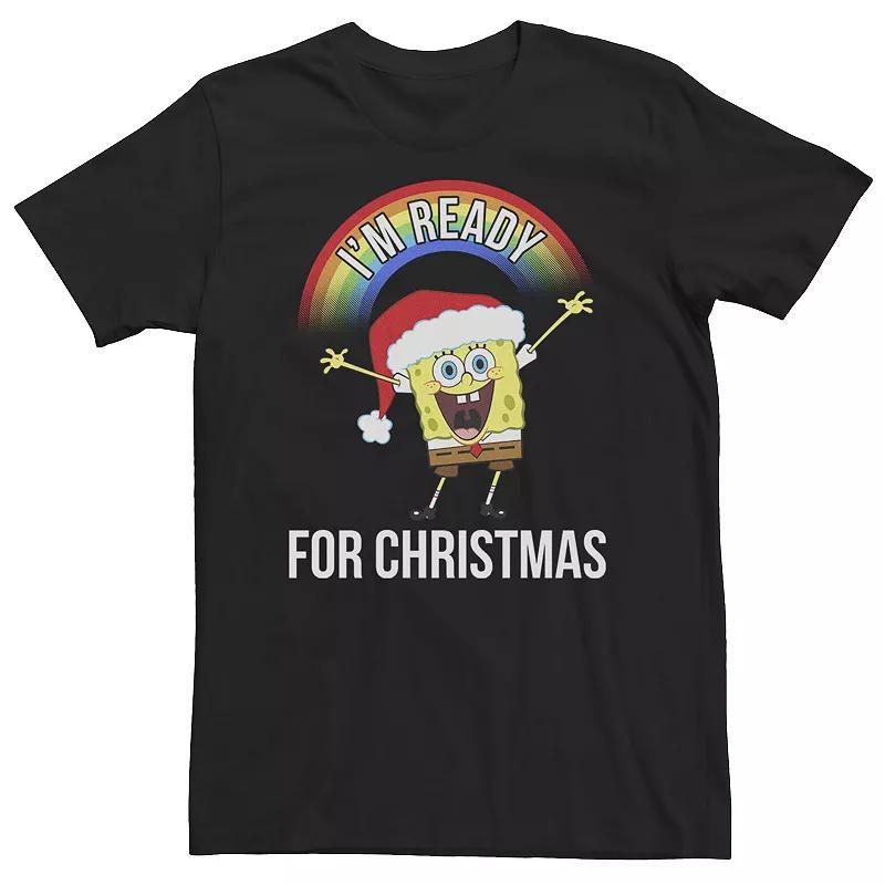 Big & Tall Nickelodeon SpongeBob SquarePants Im Ready For Christmas Rainbow Tee, Mens Grey Heather Product Image