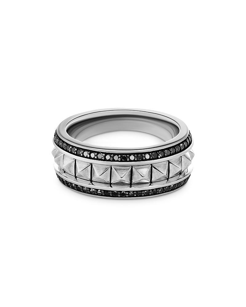 Mens Pyramid Pav Diamond Sterling Silver Band Ring Product Image