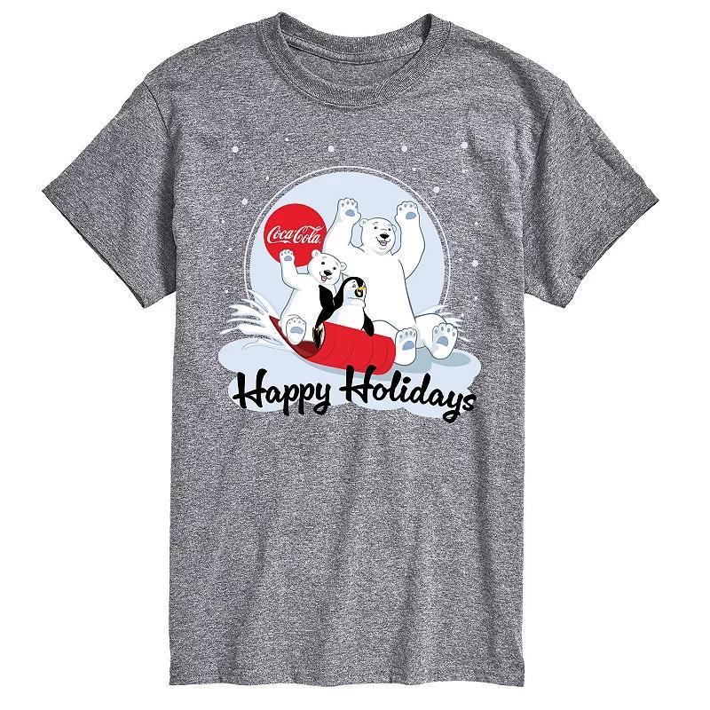 Mens CocaCola Happy Holiday Sled Tee Med Grey Product Image