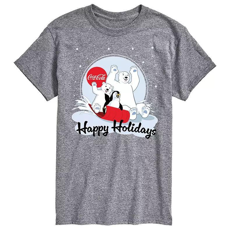 Mens CocaCola Happy Holiday Sled Tee Med Grey Product Image