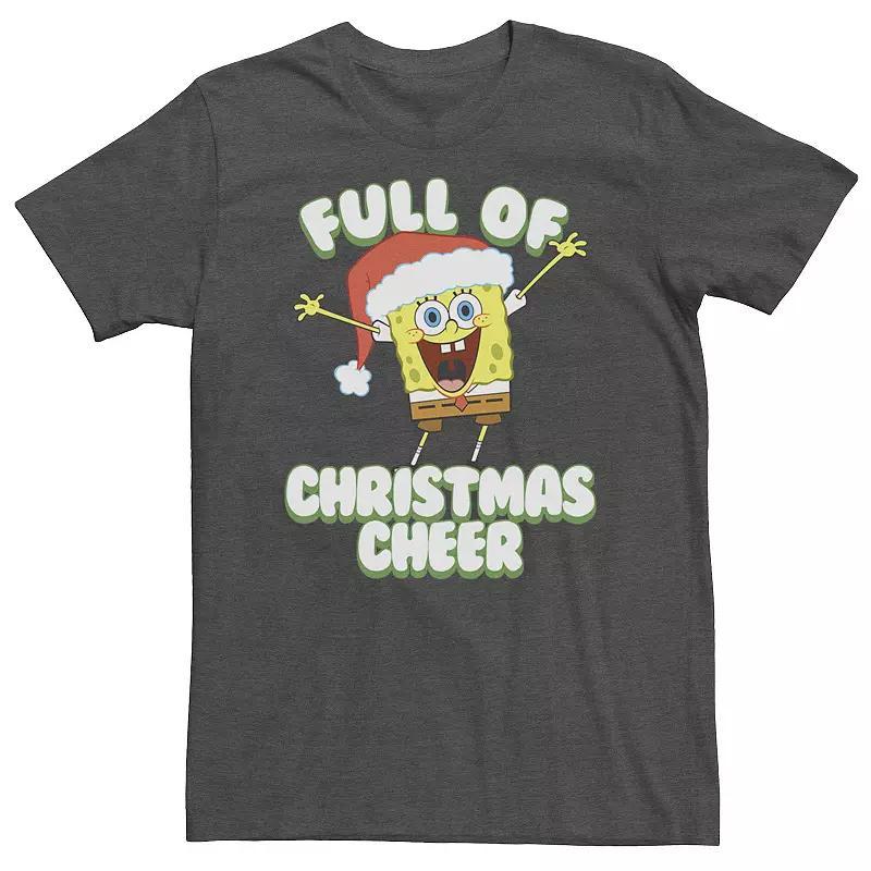 Big & Tall Nickelodeon SpongeBob SquarePants Full Of Christmas Cheer Holiday Tee, Mens Athletic Grey Product Image