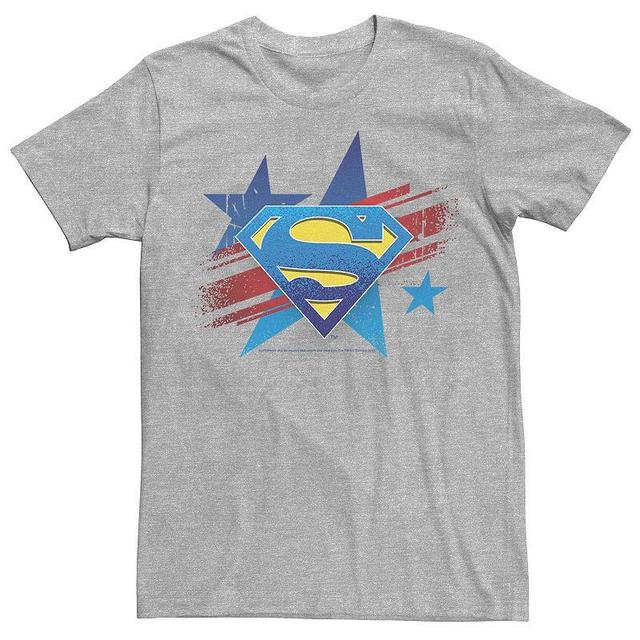 Mens DC Comics Superman Stars And Stripes Chest Logo Graphic Tee Athletic Grey Product Image