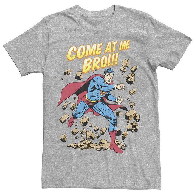 Mens DC Comics Superman Come At Me Bro Text Poster Tee Athletic Grey Product Image