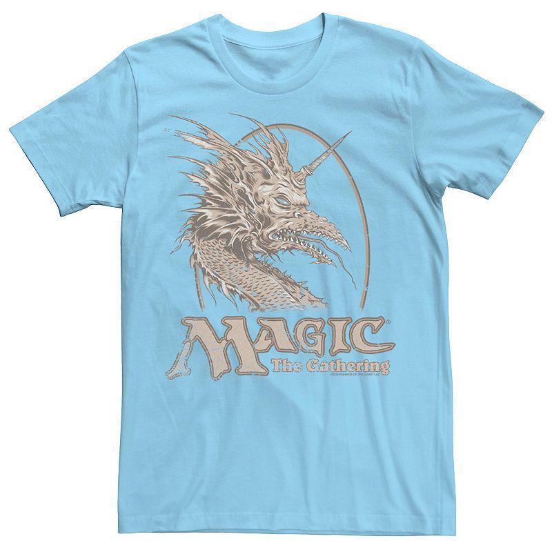 Mens Magic: The Gathering Retro Dragon Logo Tee Light Blue Product Image