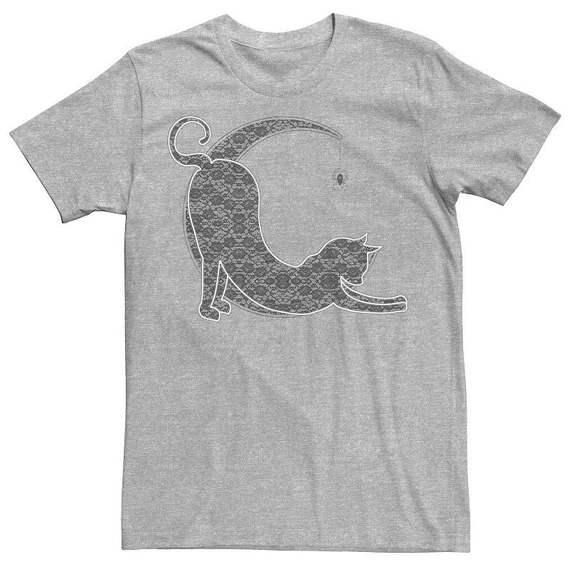 Mens Halloween Lacey Black Cat Crescent Moon Tee Athletic Grey Product Image