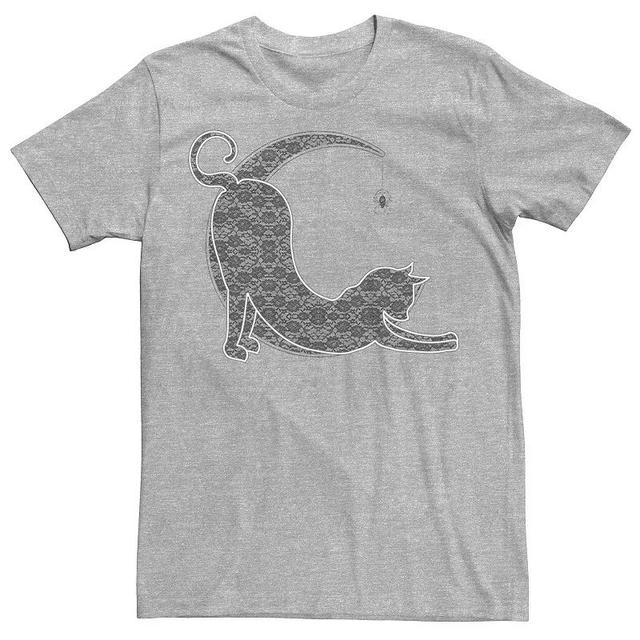 Mens Halloween Lacey Black Cat Crescent Moon Tee Athletic Grey Product Image