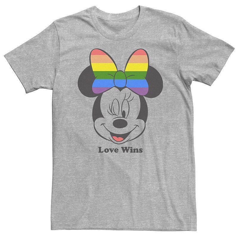 Big & Tall Disney Mickey And Friends Minnie Mouse Love Wins Rainbow Bow Tee, Mens Athletic Grey Product Image