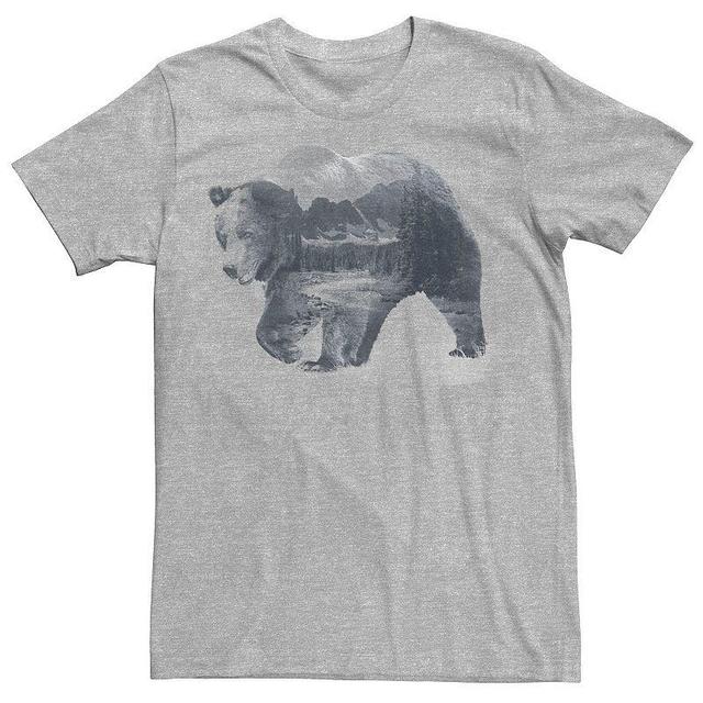 Mens Bear Filled River Landscape Graphic Tee Athletic Grey Product Image