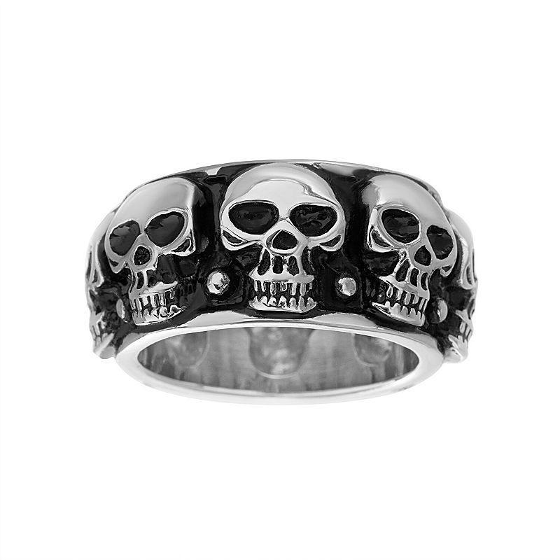 Mens Stainless Steel Skull Ring Black Product Image