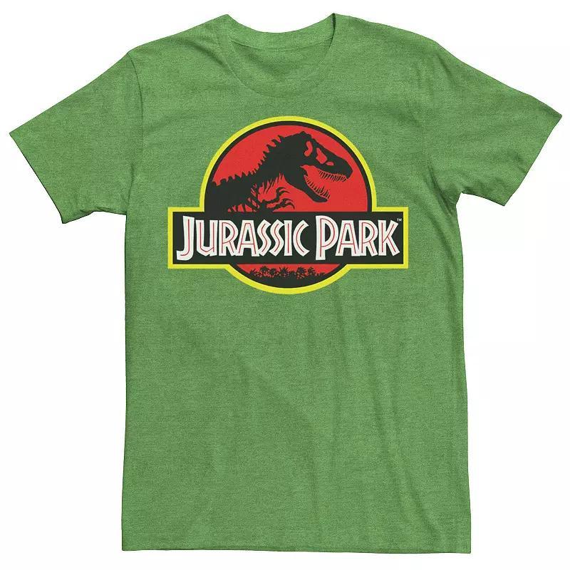 Mens Jurassic Park Red & Yellow Outline Logo Graphic Tee Med Green Product Image