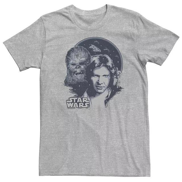 Big & Tall Star Wars Retro Group Shot Logo Tee, Mens Athletic Grey Product Image