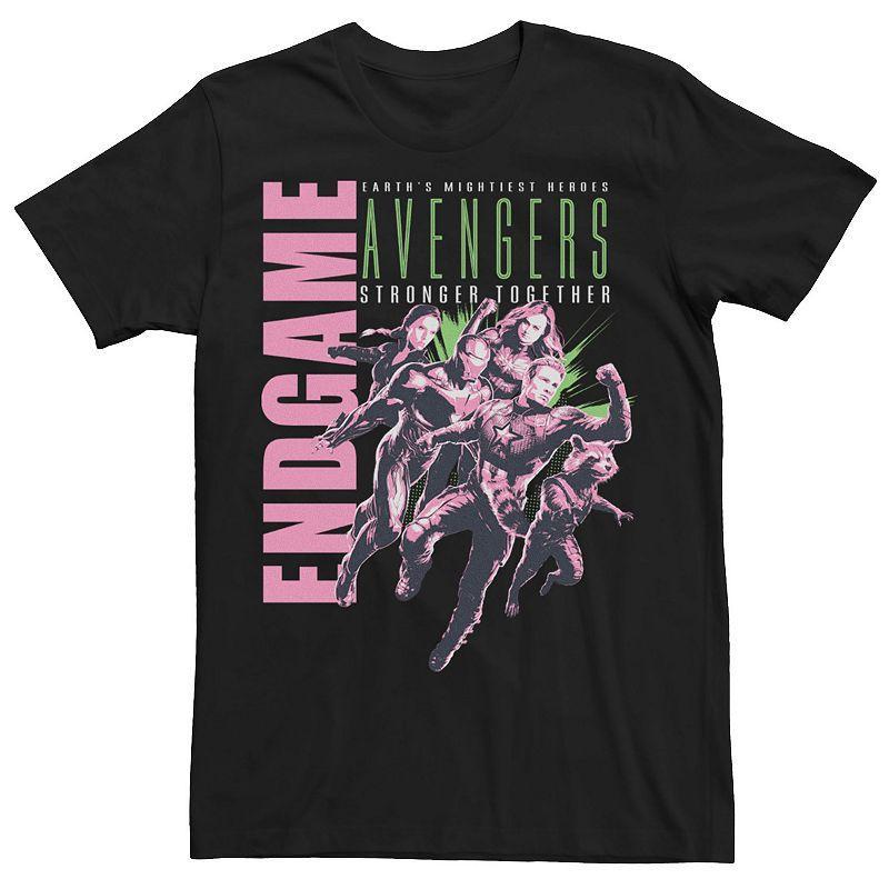 Mens Marvel Avengers: Endgame Earths Mightiest Heroes Neon Text Tee Black Product Image