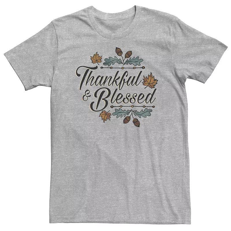 Big & Tall Thankful & Blessed Autumn Design Tee, Mens Product Image