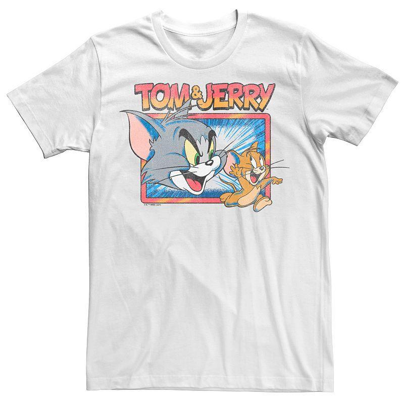 Big & Tall Tom And Jerry Distressed Square Graphic Tee, Mens Product Image