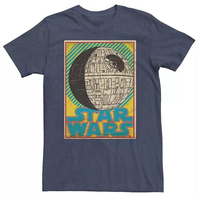 Mens Star Wars Death Star Comic Playing Card Poster Tee Navy Grey Product Image