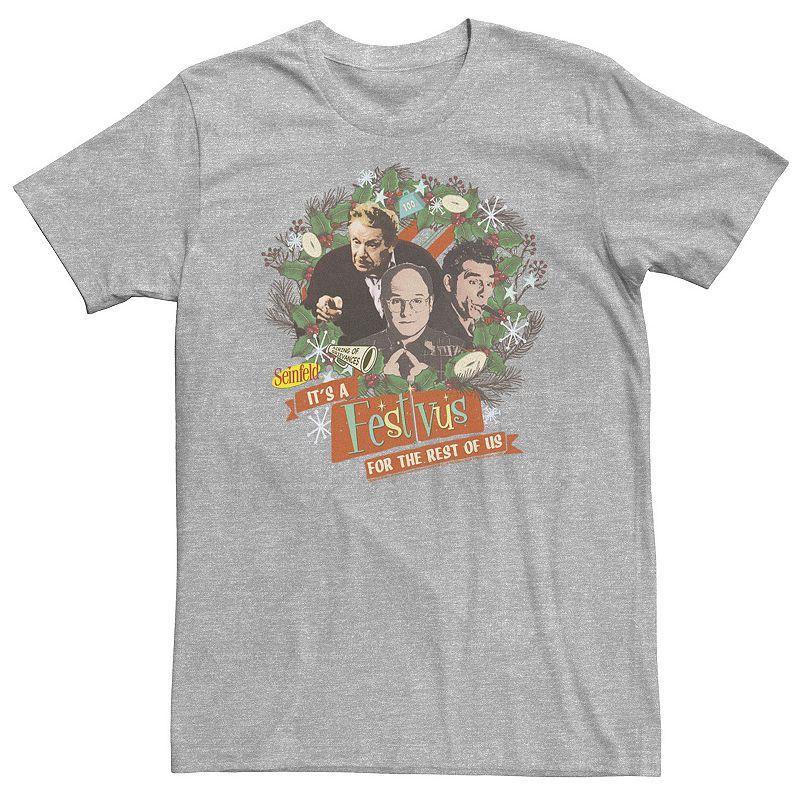 Big & Tall Seinfeld Its A Festivus For The Rest OF Us Wreath Tee, Mens Athletic Grey Product Image