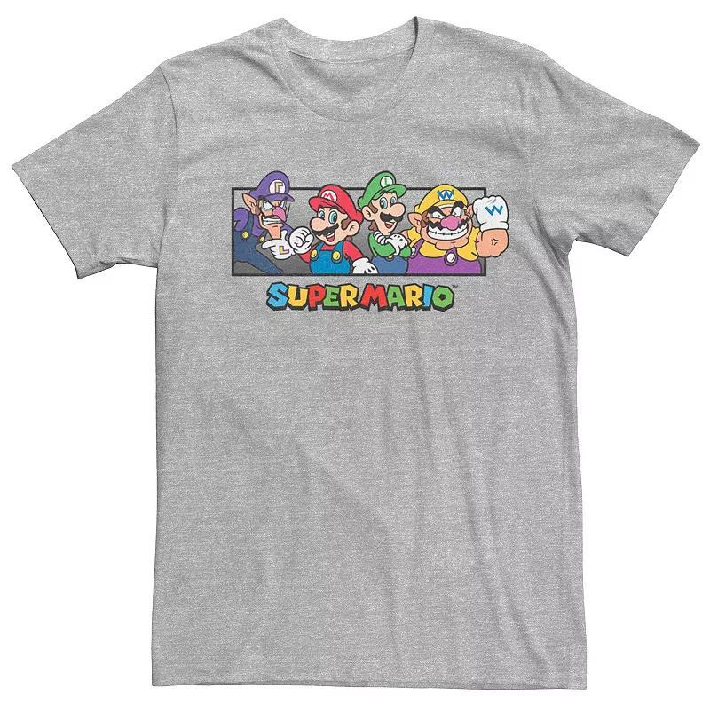 Mens Super Mario Bros. Character Collage Portrait Graphic Tee Athletic Grey Product Image