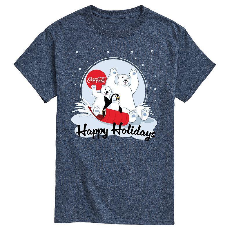 Mens CocaCola Happy Holiday Sled Tee Med Grey Product Image